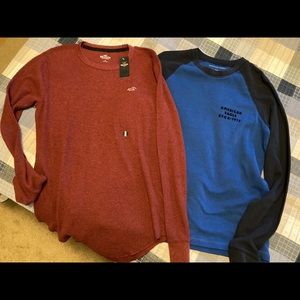 Lot 2 men thermal hollister NWT AE shirts medium